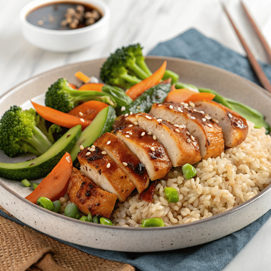 Grilled Teriyaki Chicken Panda Express with Steamed Vegetables