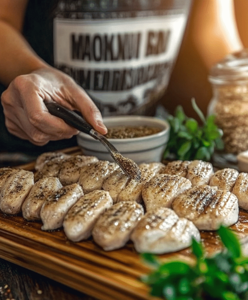 Grilled Chicken Nuggets Recipe: A Delicious Twist on a Classic Favorite 6 maty recipes A cook seasoning chicken breasts on a cutting bo 10e8356a 3822 47c0 bb88 c1701b8c171f 3