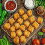 Grilled Chicken Nuggets Recipe: A Delicious Twist on a Classic Favorite 4 Grilled Chicken Nuggets on a plate with dipping sauces
