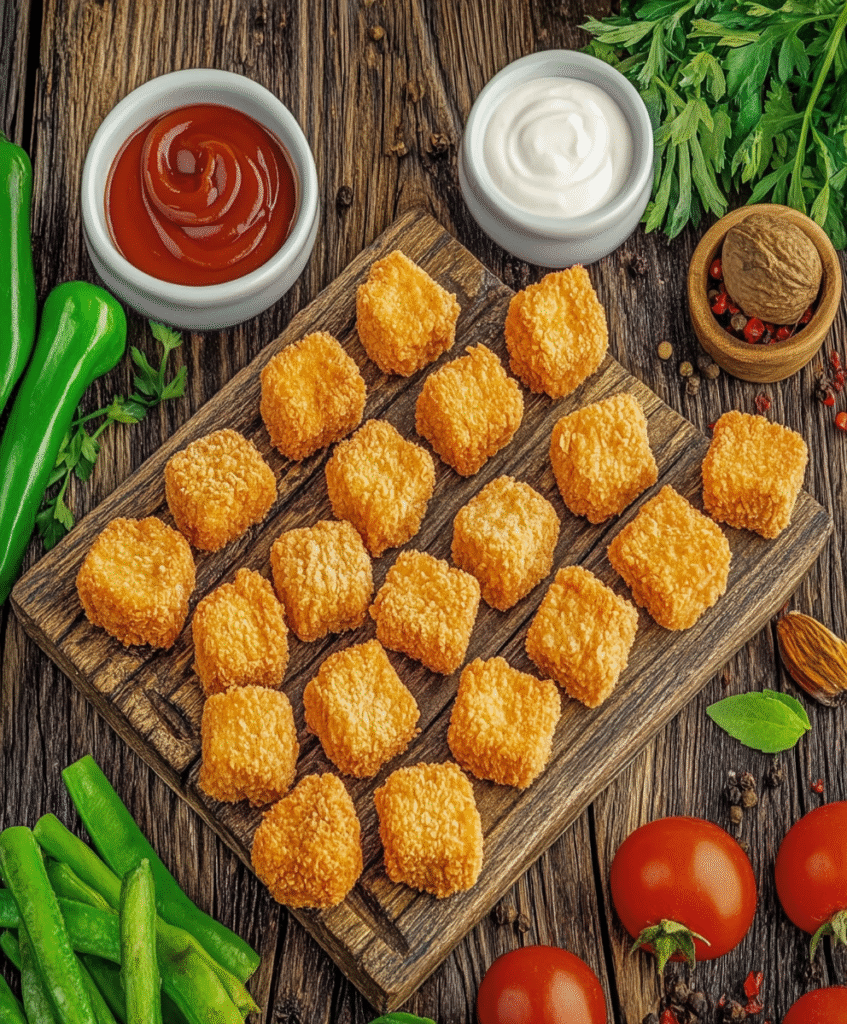Grilled Chicken Nuggets on a plate with dipping sauces