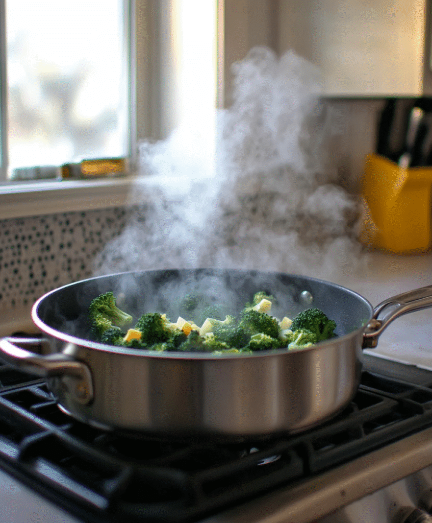 Broccoli Cheddar Grilled Cheese: The Ultimate Comfort Food 6 Steamed broccoli for broccoli cheddar grilled cheese sandwich