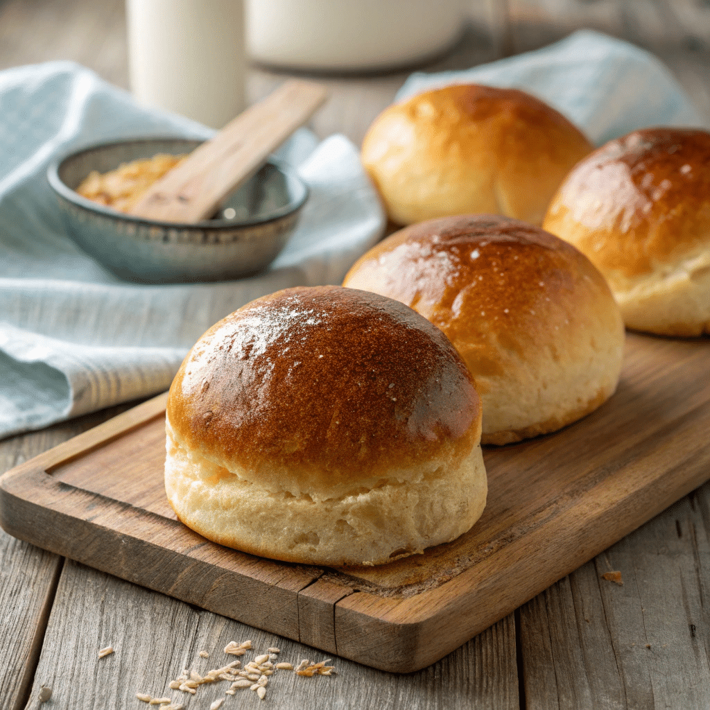 Sourdough hamburger buns fresh out of the oven