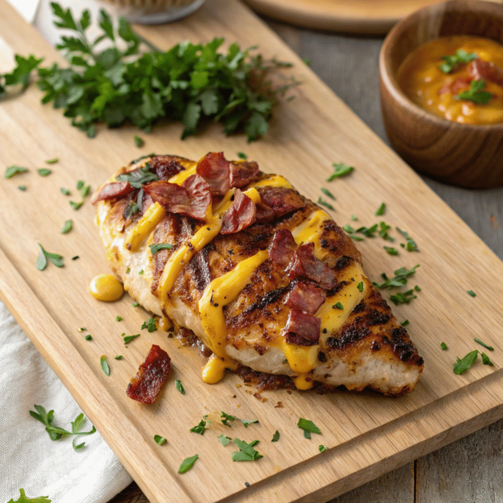 Blackstone Alice Springs Chicken with bacon, cheese, and honey mustard