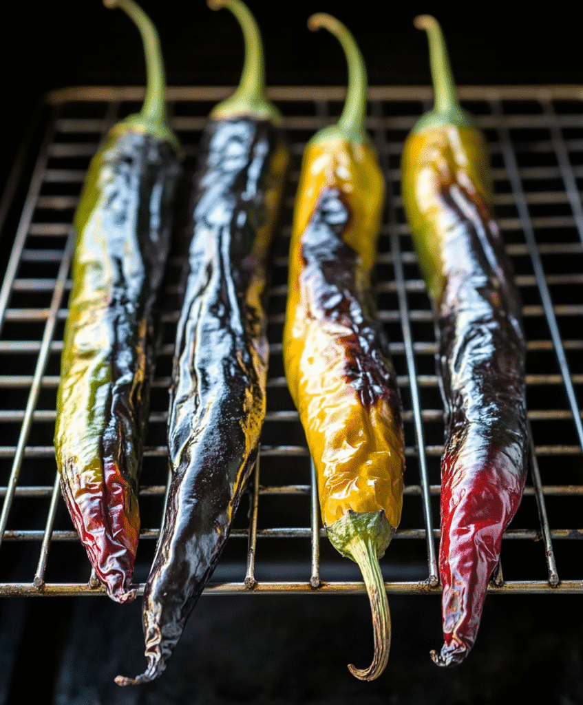 Torched Hatch Chile and Pimento Grilled Cheese: A Fiery Twist on the Classic Sandwich 6 Roasting Hatch chiles under the broiler to get a smoky char for the grilled cheese