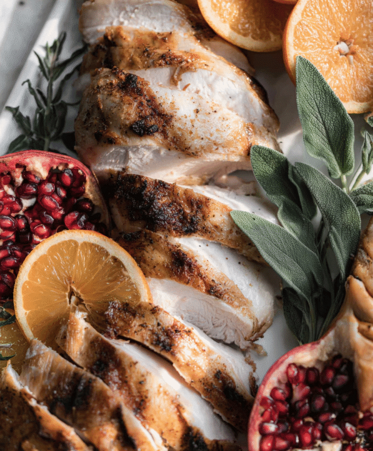 The Best Smoked Turkey Breast 4 Smoked turkey breast with herbs on a wooden board