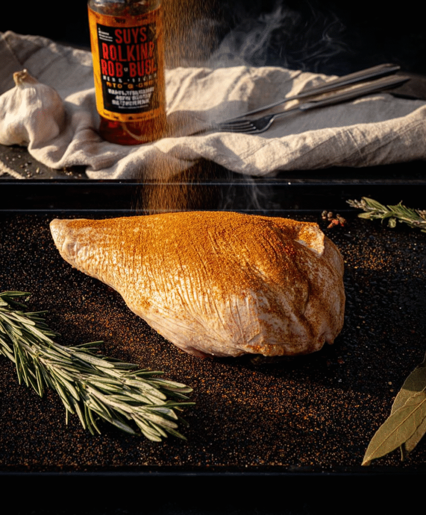 The Best Smoked Turkey Breast 6 Turkey breast soaking in brine with herbs