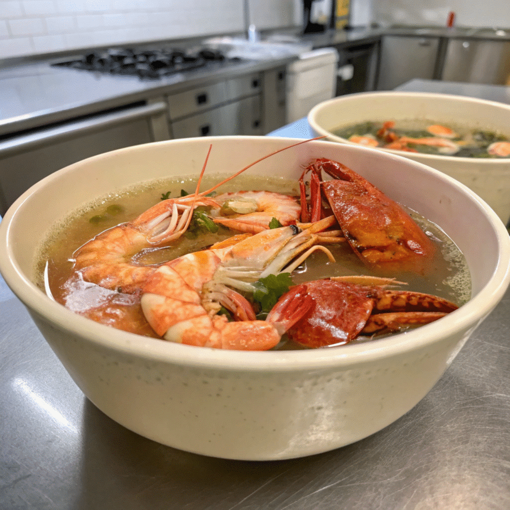 Lotus Seafood Crack Sauce Recipe 3 Seafood soaking in saltwater brine for Lotus Seafood Crack Sauce