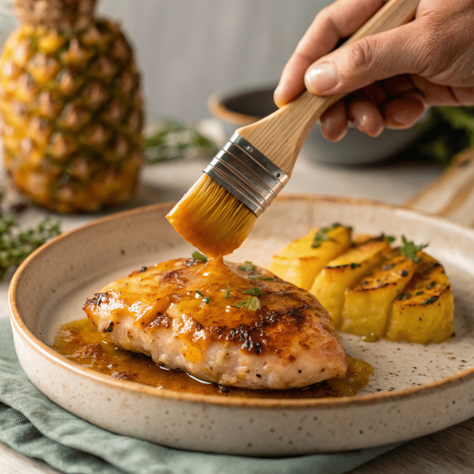 Robert Rothschild Pineapple Habanero Sauce 1 Glazing chicken with Robert Rothschild Pineapple Habanero Sauce