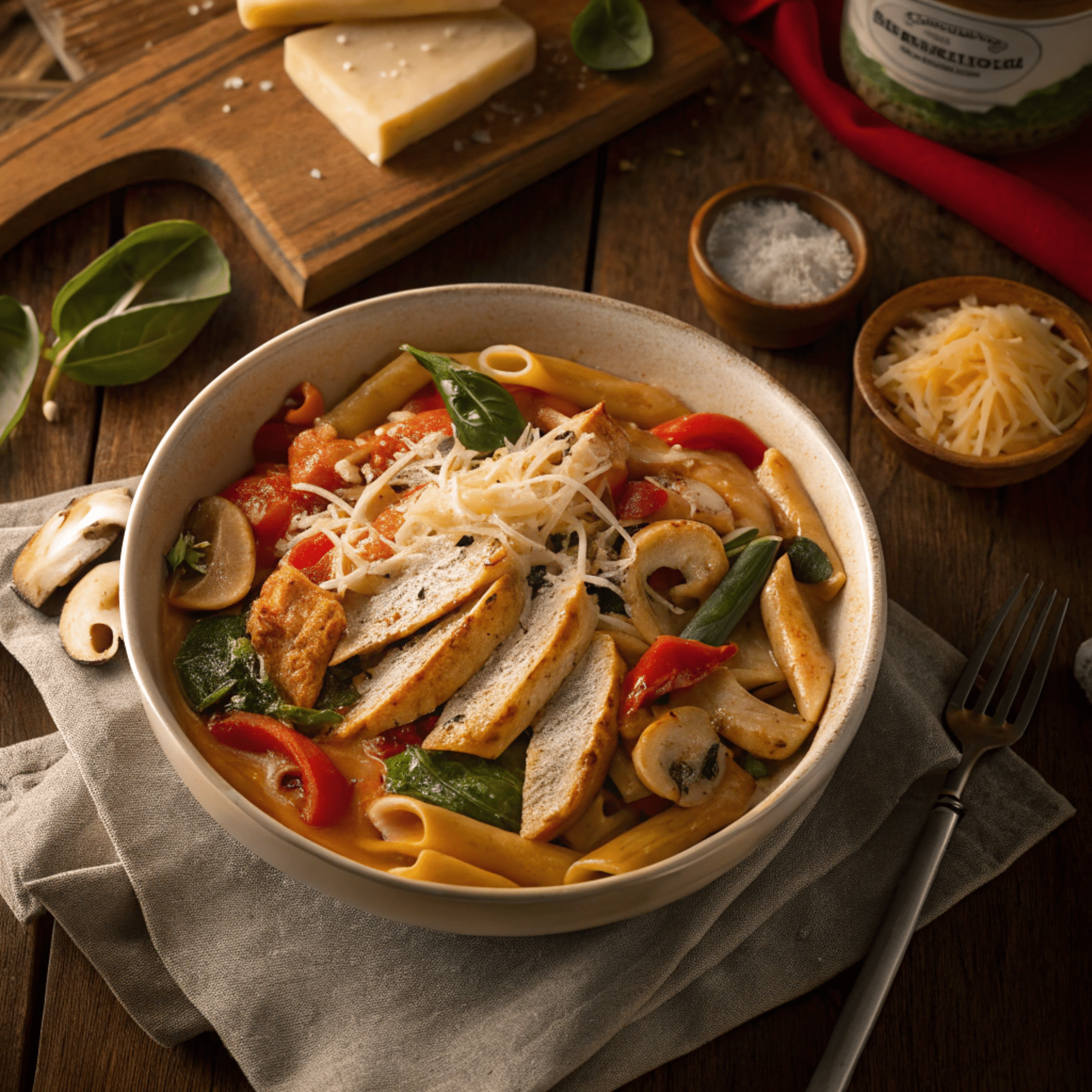 Domino's pasta primavera recipe with creamy sauce and chicken