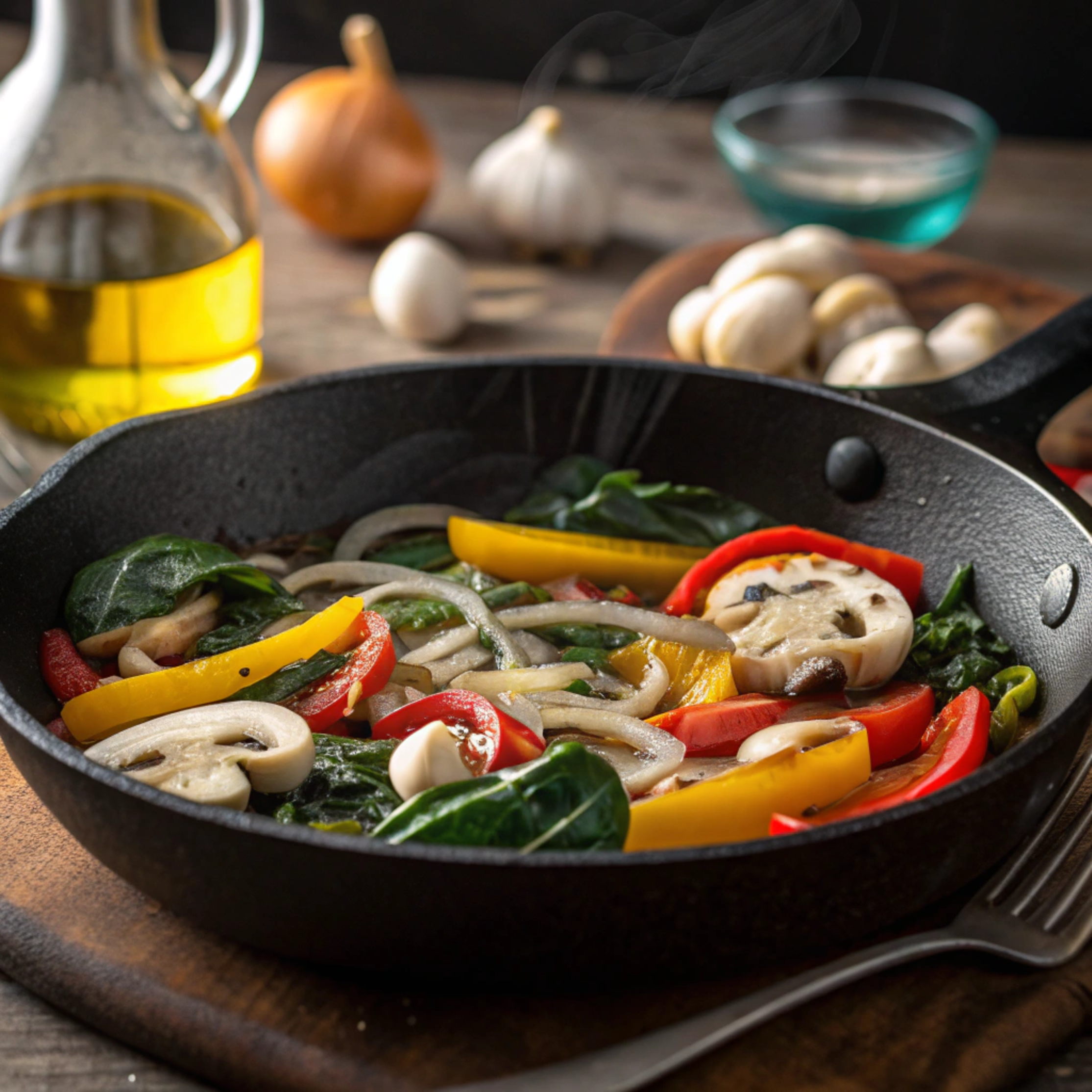 Domino's pasta primavera recipe vegetables sautéing in skillet
