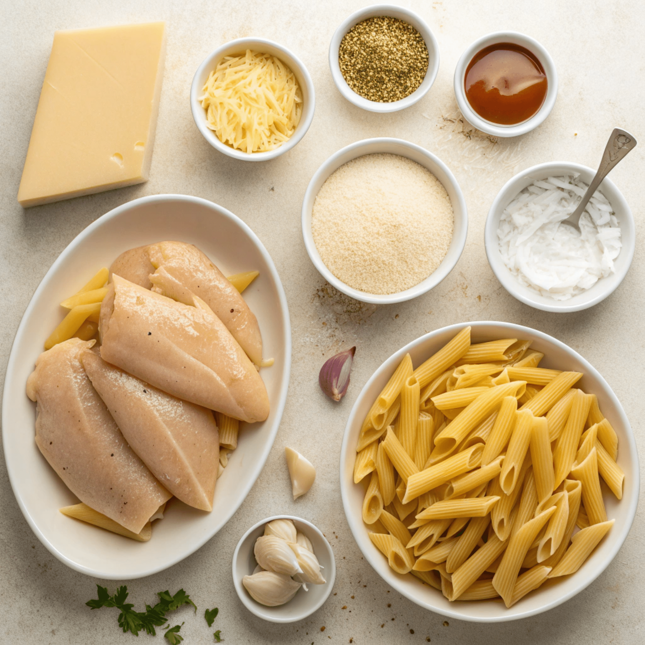 Ingredients for voodoo pasta Dave and Busters copycat recipe