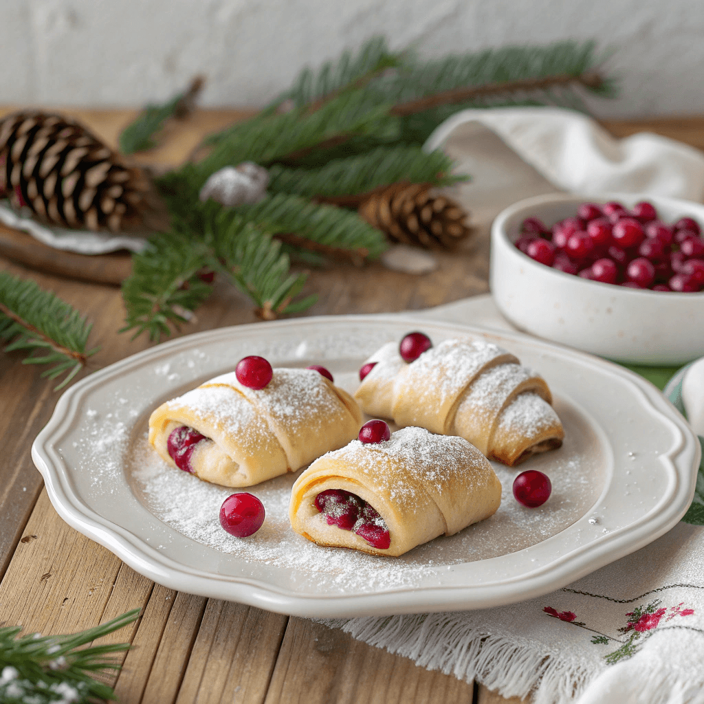 Cranberry Cream Cheese Crescent Bites 1 cranberry cream cheese crescent bites on white cer