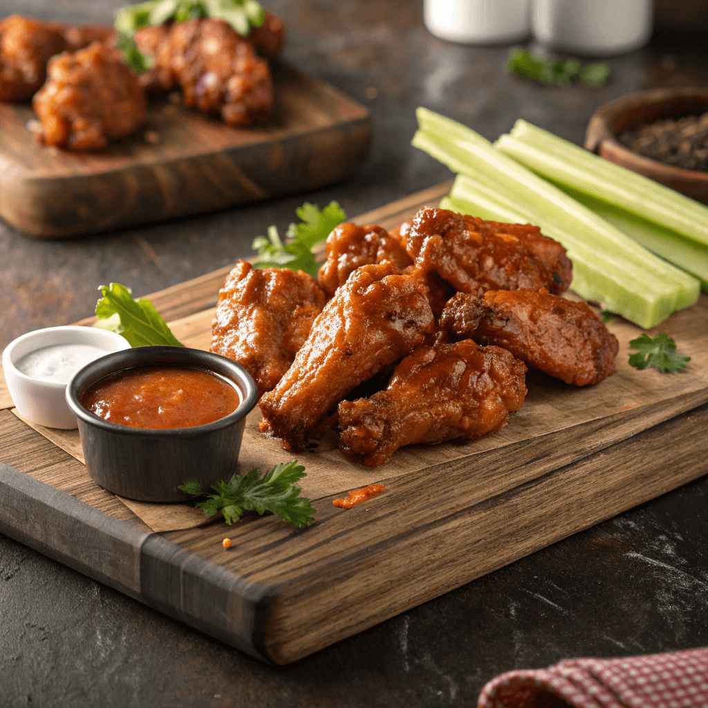 Roosters Dumpster Sauce recipe served with crispy chicken wings.