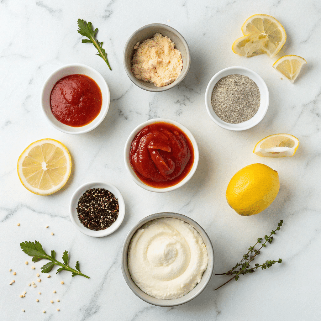 Ingredients for Crosse and Blackwell cocktail sauce