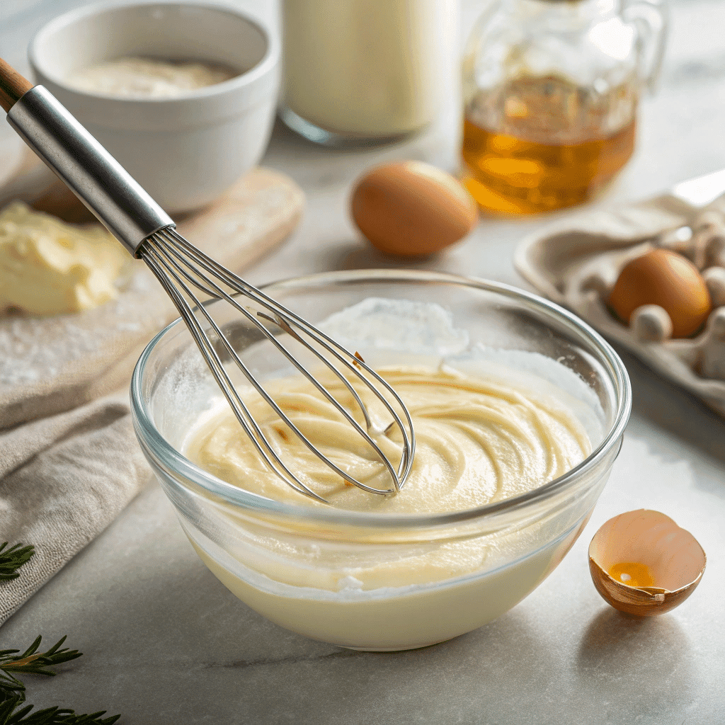 Whisking Mayo and Greek Yogurt for Runza Ranch Dressing