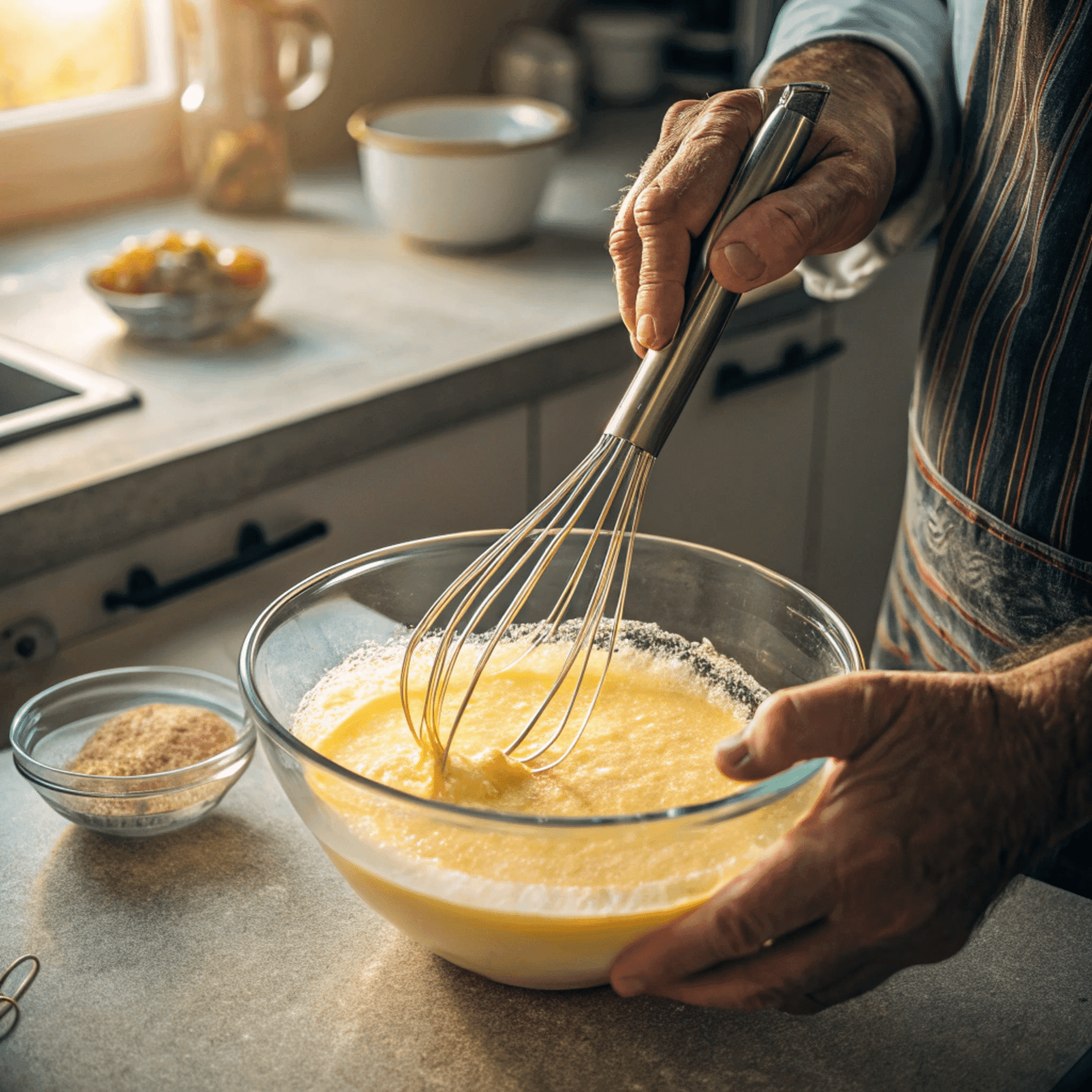 grandmas-corn-pudding-step-mixing.jpg Mixing the corn pudding batter by hand