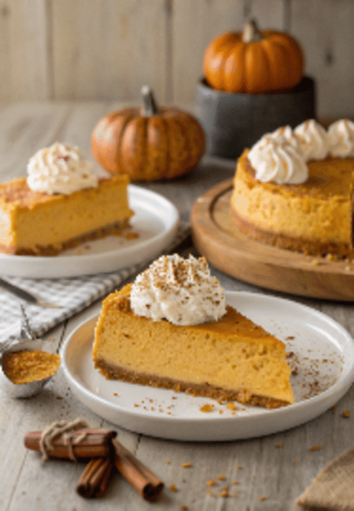Paula Deen Pumpkin Cheesecake Recipe on rustic kitchen table