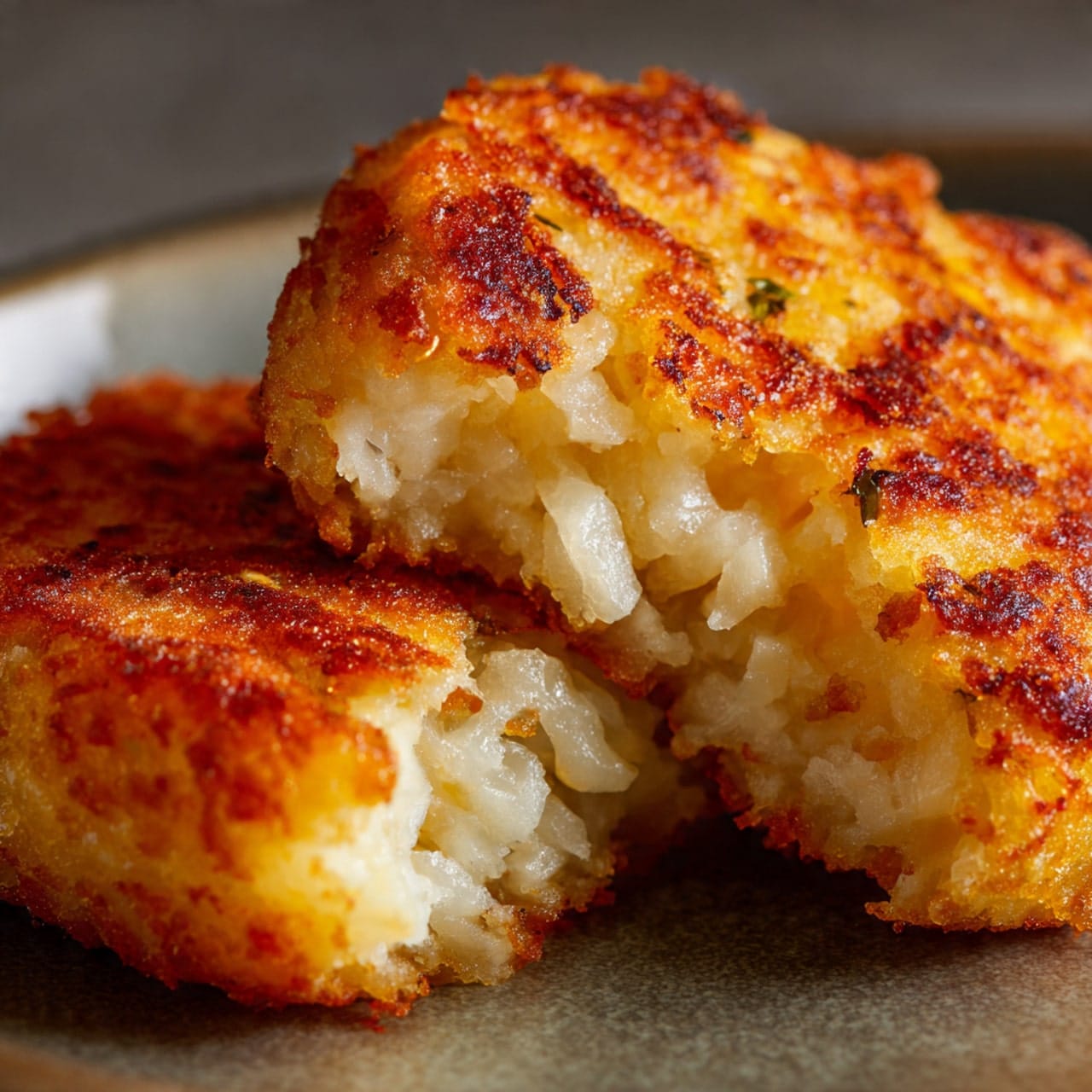 close_up_of_a_hash_brown_broken_in close up of a hash brown broken in