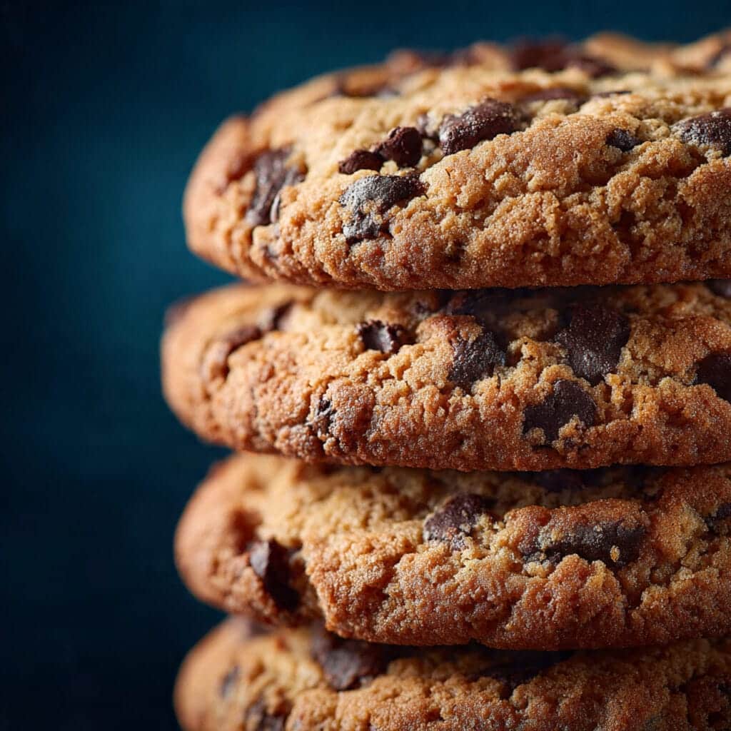 close up of cookie stack showing soft chewy 1