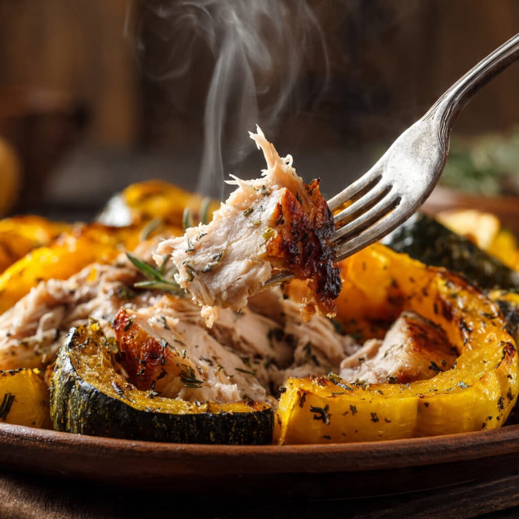 close up of fork scooping a bite of