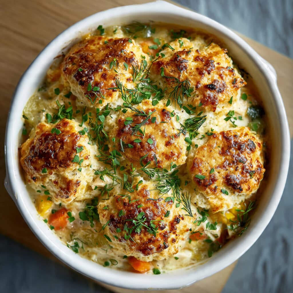 top down shot of homemade chicken pot pie