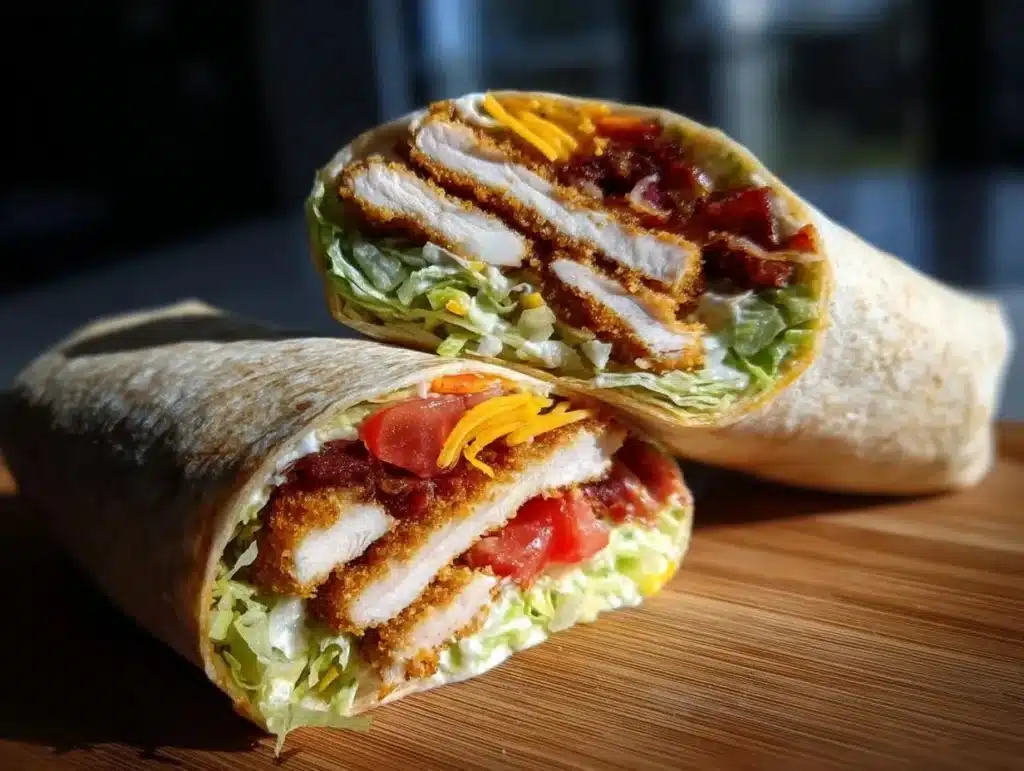 5-minute crispy chicken ranch wrap served on a plate