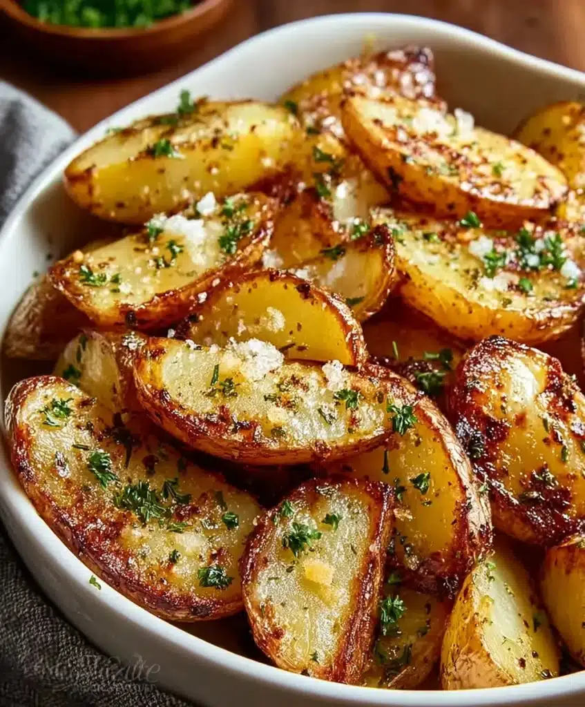 Delicious authentic Greek potatoes with crispy lemon flavor