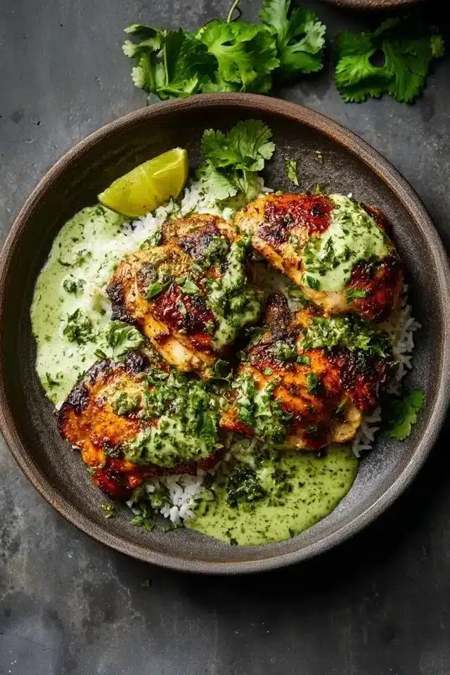 Best Peruvian Chicken with Creamy Green Sauce Recipe