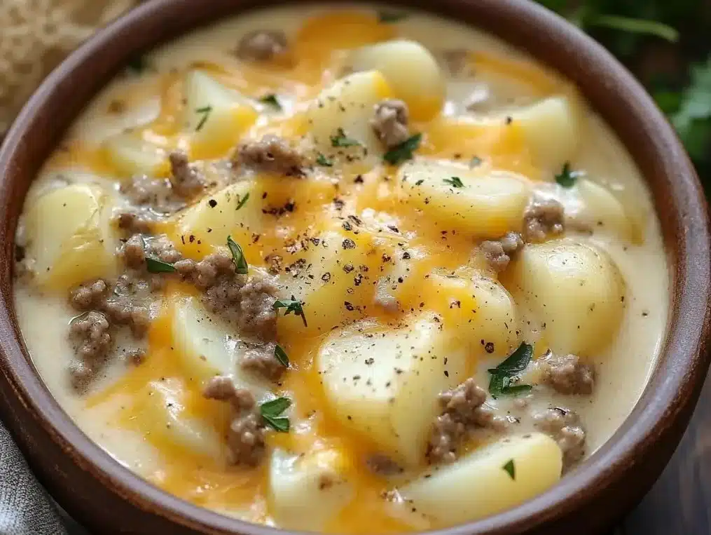 Cheesy Hamburger Potato Soup