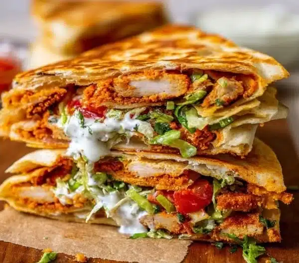 Chicken Crunch Wrap 3 Delicious Chicken Crunch Wrap with crispy chicken and fresh toppings