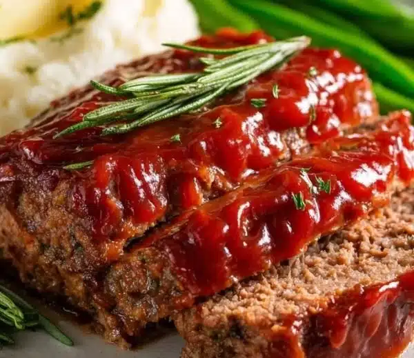 Classic Homemade Meatloaf 3 Delicious classic homemade meatloaf served with mashed potatoes