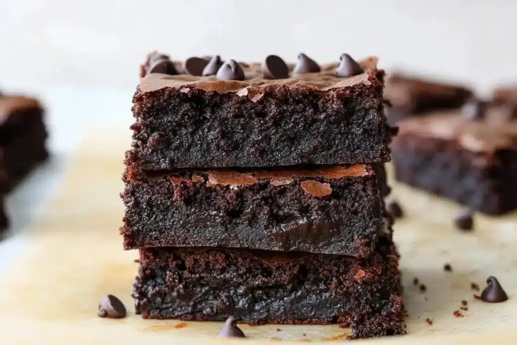 Deliciously moist Cottage Cheese Brownies on a plate, ready to be enjoyed.