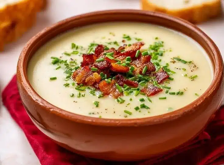 Creamy Cauliflower Cheddar Soup with Bacon