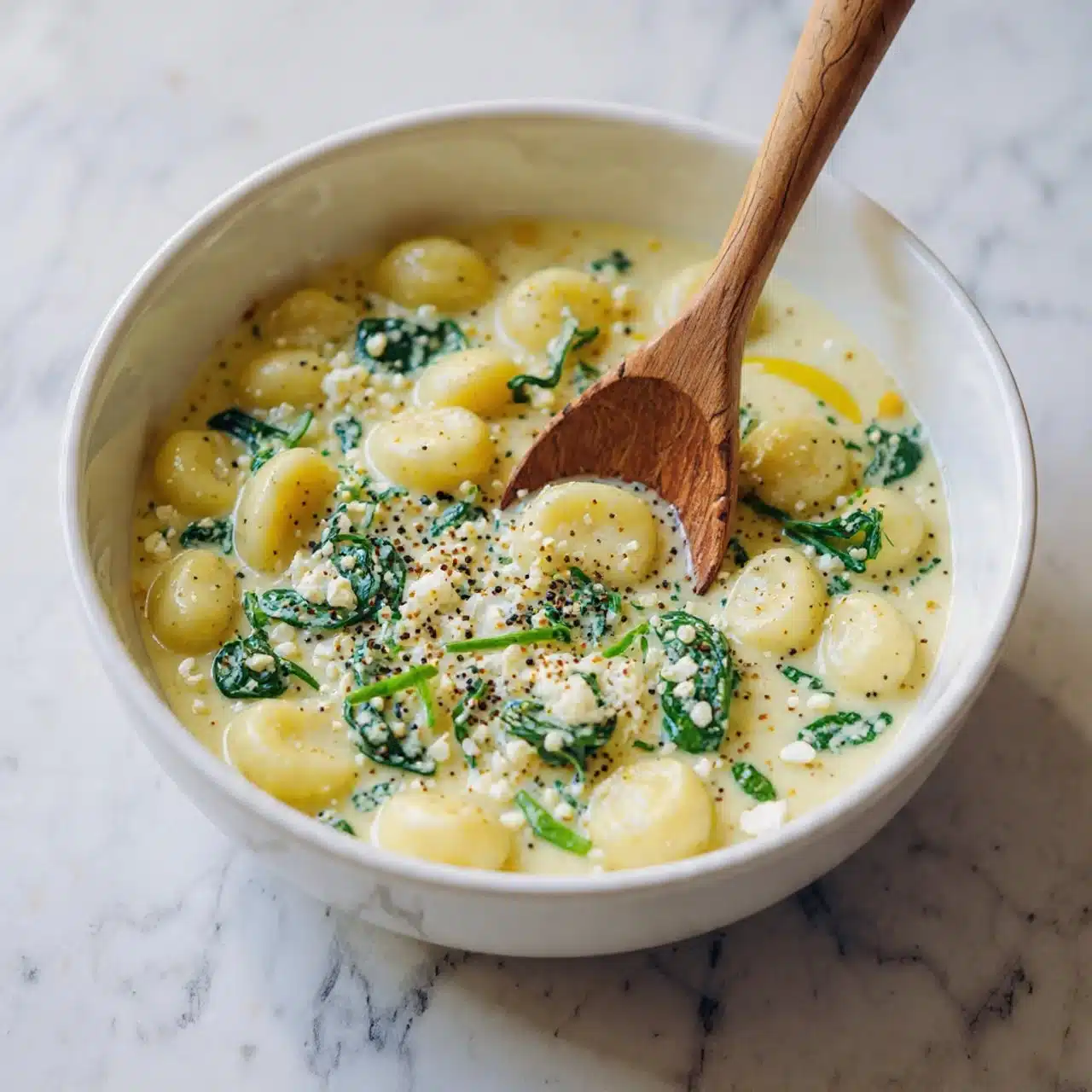 Creamy Gnocchi with Spinach and Feta