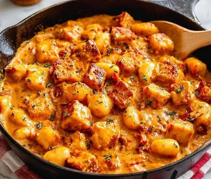 Creamy Marry Me Crispy Tofu with Gnocchi