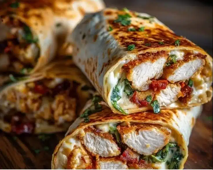 Crispy Air Fryer Chicken & Mozzarella Wraps