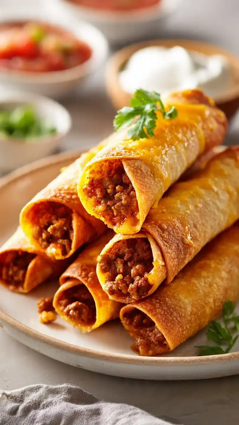 Crispy Cheesy Beef Taquitos