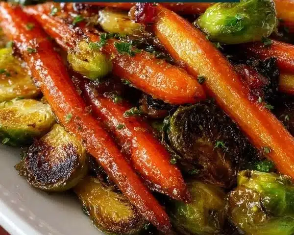 Crispy Maple Glazed Carrots and Brussel Sprouts