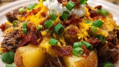 Crockpot Loaded Steak and Potato Bake