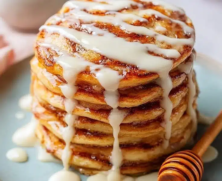 Fluffy Cinnamon Roll Cottage Cheese Pancakes