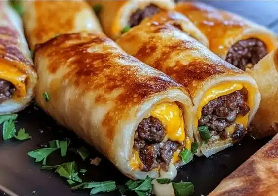 Garlic Butter Beef Cheeseburger Rollups
