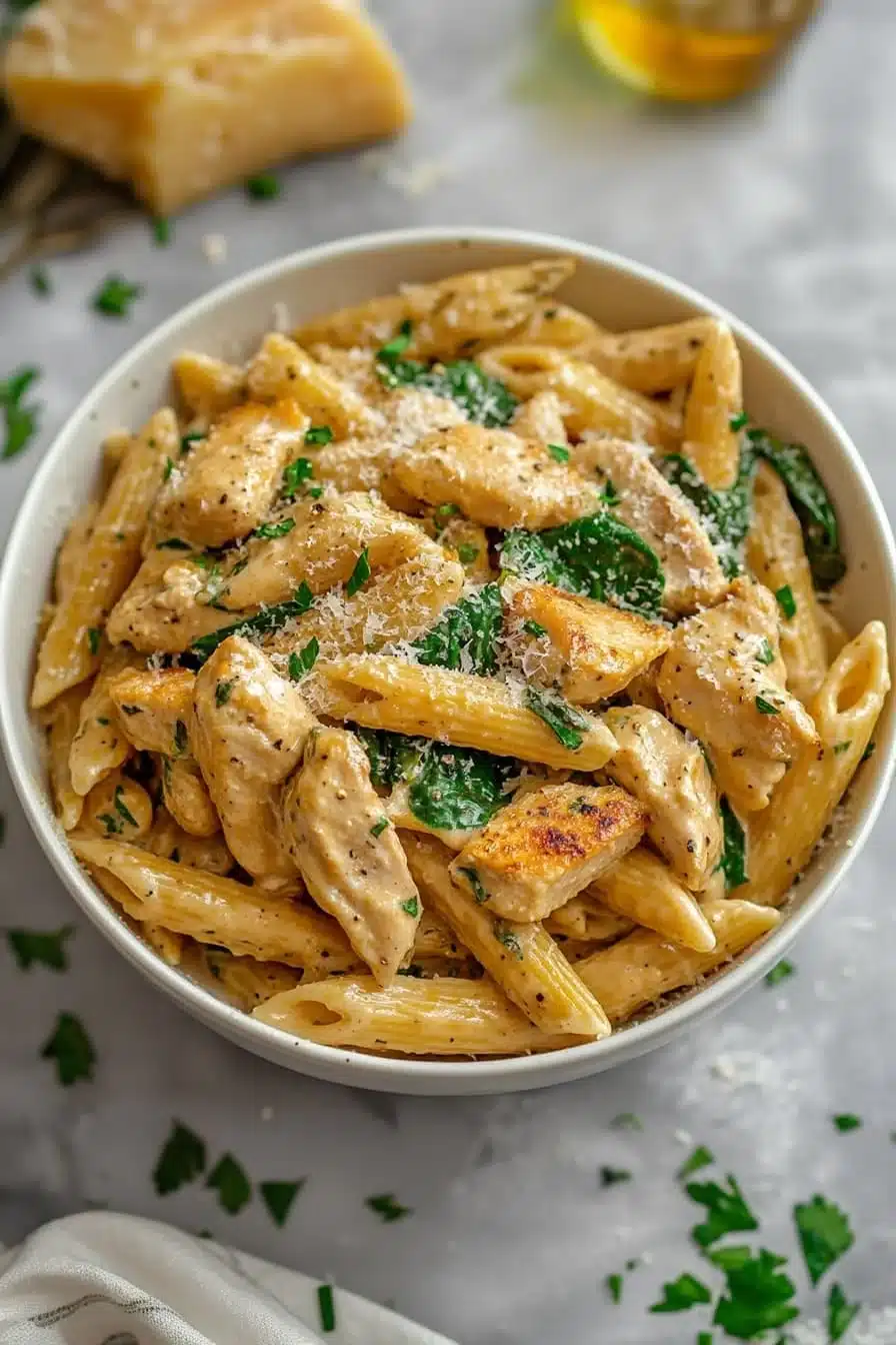 Healthy Garlic Parmesan Chicken Pasta 2 Healthy Garlic Parmesan Chicken Pasta