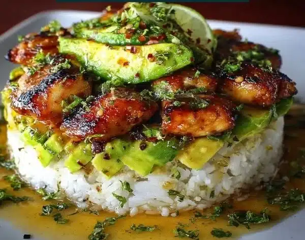 Honey Lime Chicken Avocado Rice Stack 1 Honey Lime Chicken Avocado Rice Stack