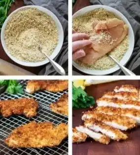 Italian crispy chicken served with herbs and spices on a plate