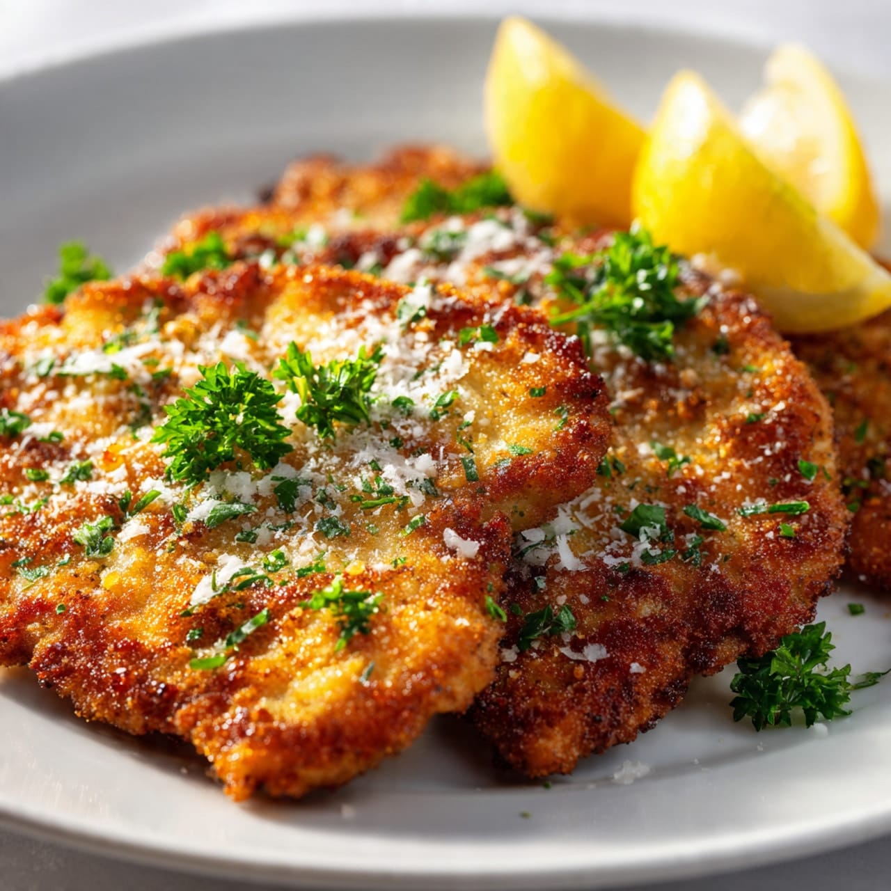 italian crispy chicken cutlets served on a