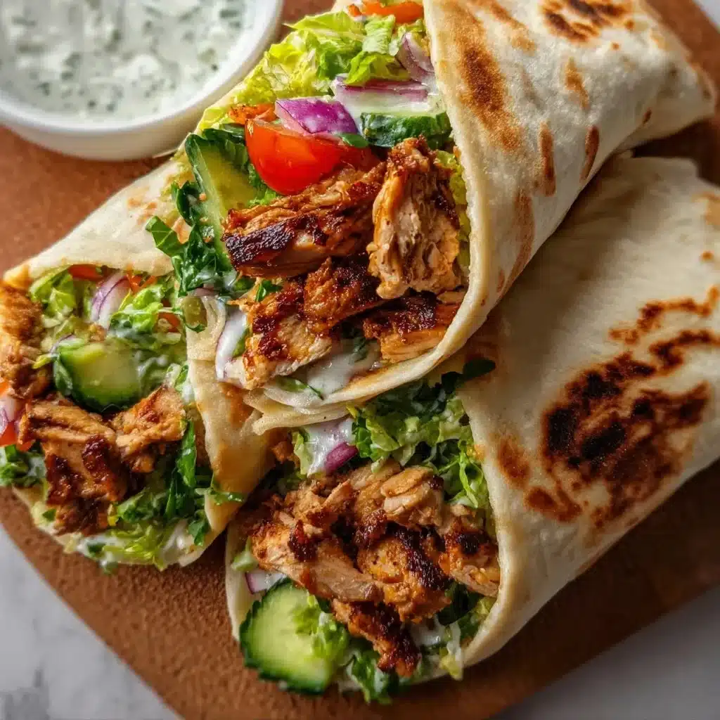 Juicy chicken shawarma wraps with fresh ingredients and flavorful spices