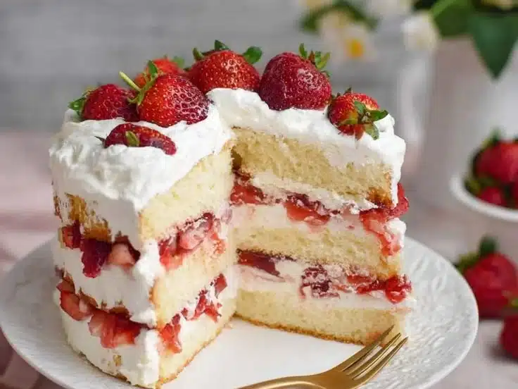 Layered Strawberry Shortcake Cake