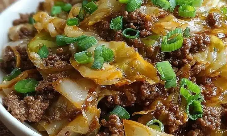 Mongolian Ground Beef and Cabbage