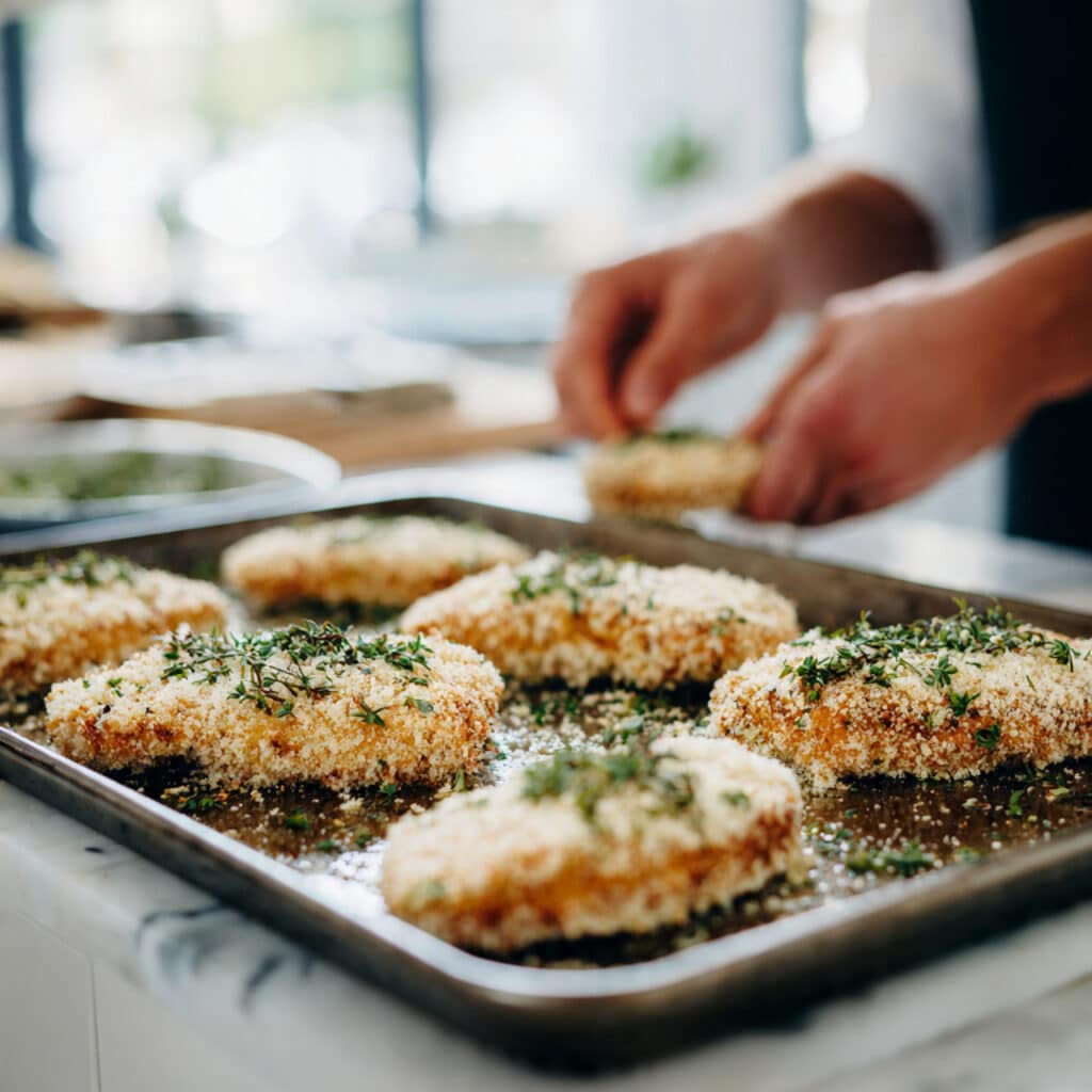 professional food photography of italian crispy chicken