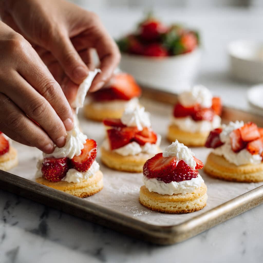 professional food photography of mini strawberry shortcakes
